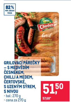 Párečky grilovací s chilli a medem Beskydské uzeniny Chodura