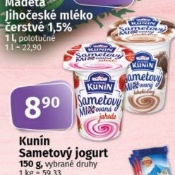 Ochucený jogurt sametový Mlékárna Kunín