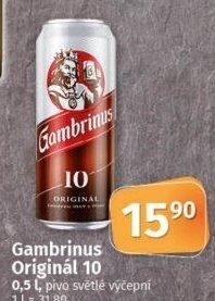 Pivo světlé výčepní Originál 10° Gambrinus