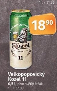 Pivo světlý ležák 11° Medium Velkopopovický Kozel