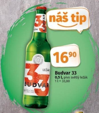 Pivo světlý ležák 33 Budweiser Budvar