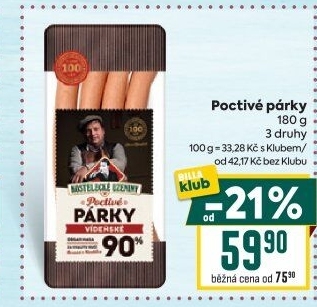 Párky poctivé Kostelecké uzeniny