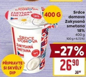 Zakysaná smetana 18% Srdce Domova