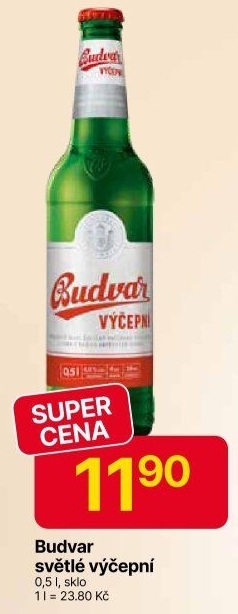 Pivo světlé výčepní Budweiser Budvar
