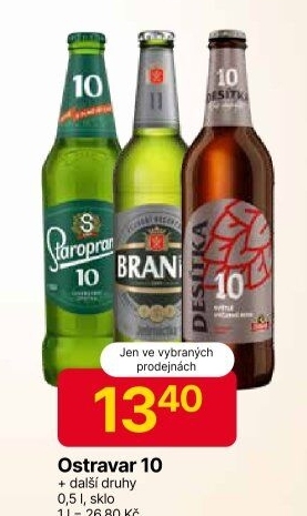 Pivo světlé výčepní Desítka 10° Ostravar