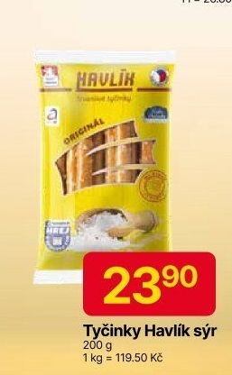 Tyčinky trvanlivé se sýrem a solí Havlík