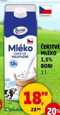 Mléko čerstvé Boni - 1,5% polotučné