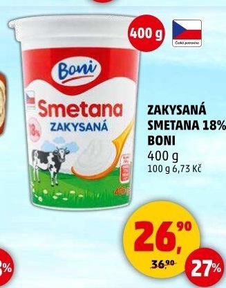 Smetana zakysaná Boni 18%