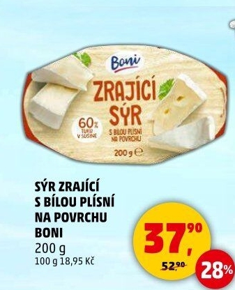 Sýr zrající s bílou plísní na povrchu Boni