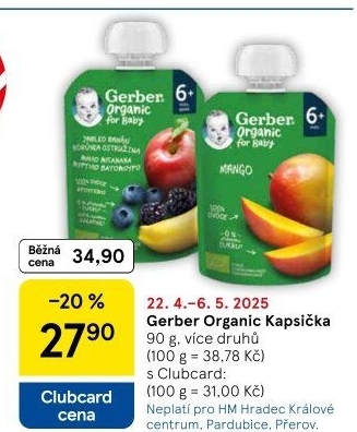 Kapsička ovocná Gerber Organic for Baby