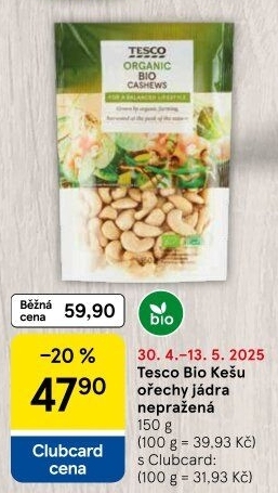 Kešu bio Tesco Organic