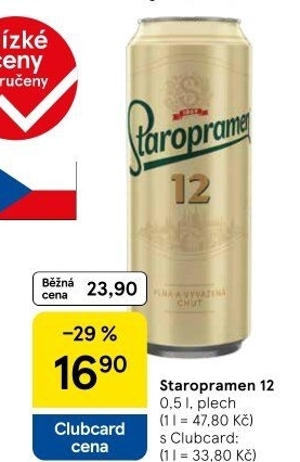 Pivo světlý ležák 12° Staropramen