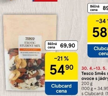 Směs sušeného ovoce a ořechů Tesco