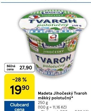 Tvaroh polotučný Jihočeský Madeta
