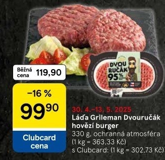 Hovězí burger dvouručák Láďa Grileman Kostelecké uzeniny