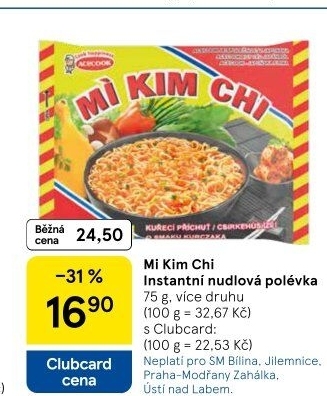 Instantní polévky Mi Kim Chi Vina Acecook