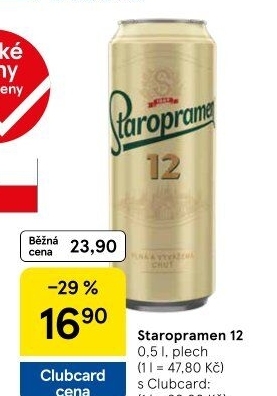 Pivo světlý ležák 12° Staropramen