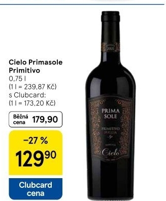Víno Primitivo Primasole Cielo