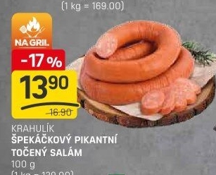 Salám špekáčkový pikantní točený Krahulík