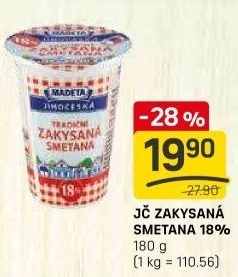 Smetana zakysaná Jihočeská Madeta 18%