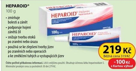Mast k léčbě zánětu povrchových žil a poúrazových stavů Heparoid