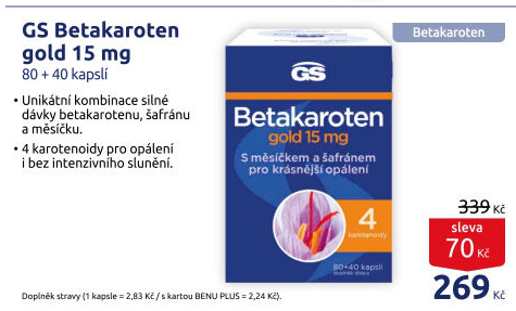 Doplněk stravy Betakaroten gold s měsíčkem a šafránem 15 mg GS