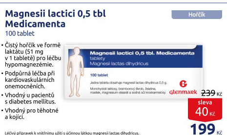 Doplněk stravy Magnesii lactici 0,5 Glenmark