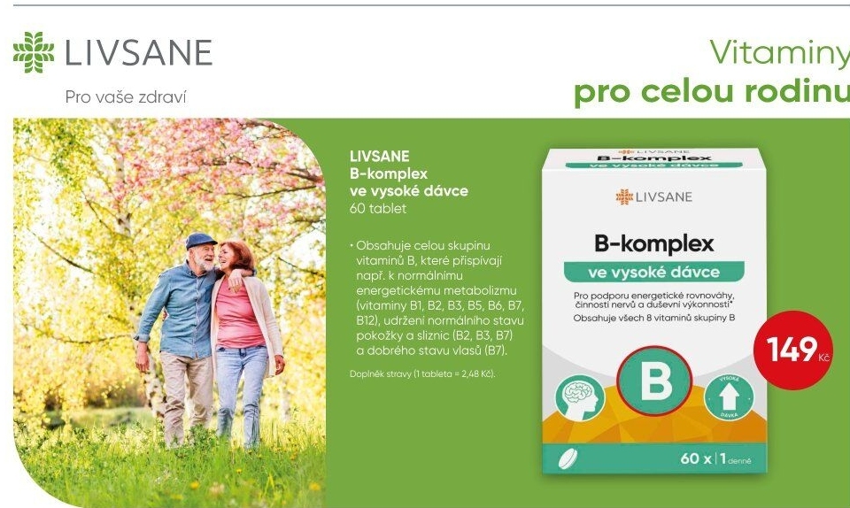 Doplněk stravy tablety Vitamin B komplex Livsane