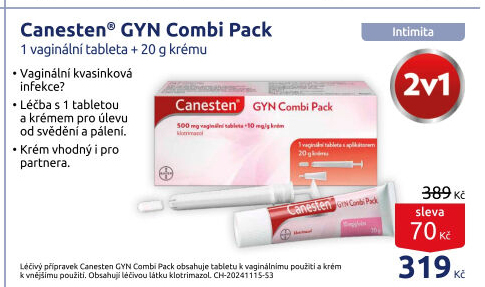 Sada na léčbu vaginální mykózy Combi Pack Gyn Canesten