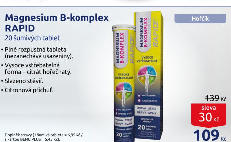 Šumivé tablety Magnesium B-komplex Rapid Glenmark