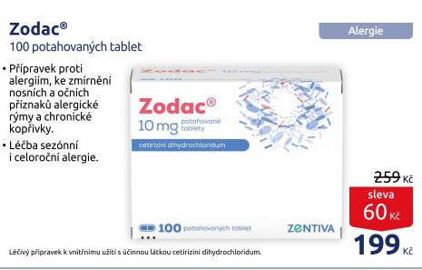 Tablety proti alergii a vyrážce Zodac