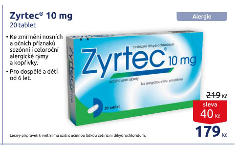 Tablety proti alergii Zyrtec Ucb Pharma