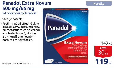Tablety proti bolesti Extra Novum Panadol
