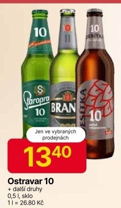 Pivo světlé výčepní Desítka 10° Ostravar
