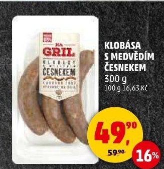 Klobása s medvědím česnekem Na gril Penny