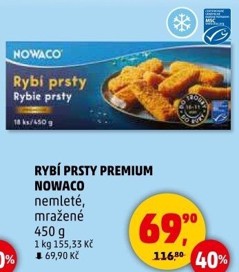 Rybí prsty nemleté mražené Nowaco Premium