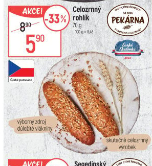 Celozrnný rohlík