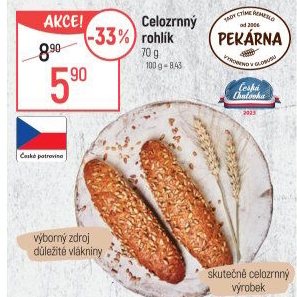 Celozrnný rohlík
