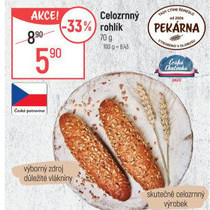 Celozrnný rohlík