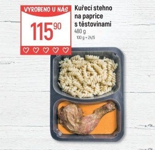 Kuřecí stehno na paprice s těstovinami Globus
