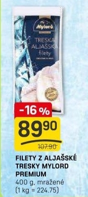 Aljašská treska filety mražená Premium Mylord