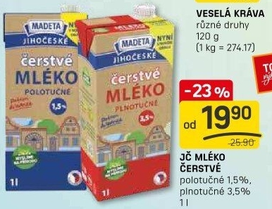 Mléko čerstvé Jihočeské Madeta