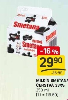 Smetana čerstvá Milkin 33%
