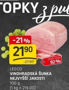 Šunka vinohradská nejvyšší jakosti LE&amp