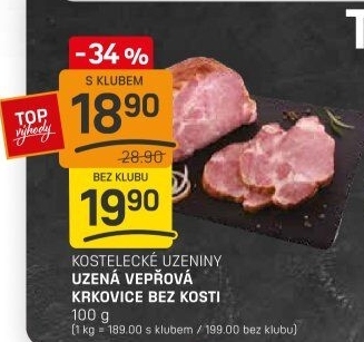 Vepřová krkovice uzená bez kosti Kostelecké uzeniny