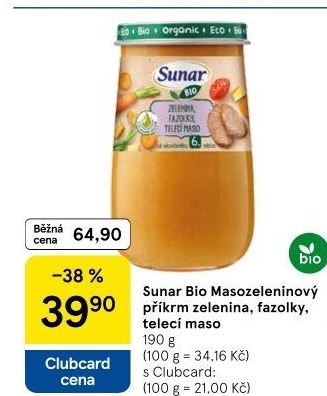 Masozeleninový příkrm bio Sunar
