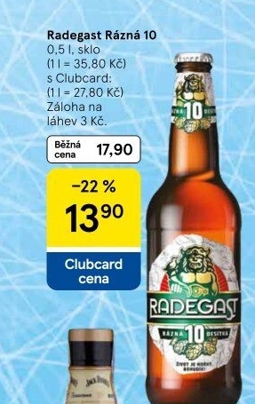 Pivo světlé výčepní Rázná 10° Radegast