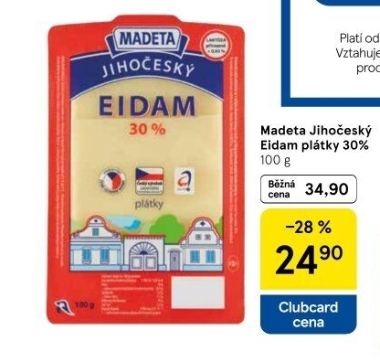 Sýr Eidam Jihočeský 30% Madeta