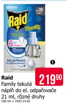 Odpařovač elektrický proti komárům Family Raid - náplň