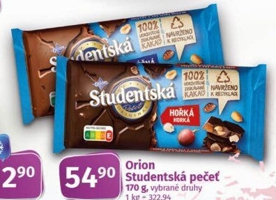Čokoláda Studentská pečeť Orion
